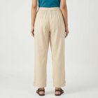 Women's Beige Wide-Leg Solid Palazzos, गहरा पीला, small