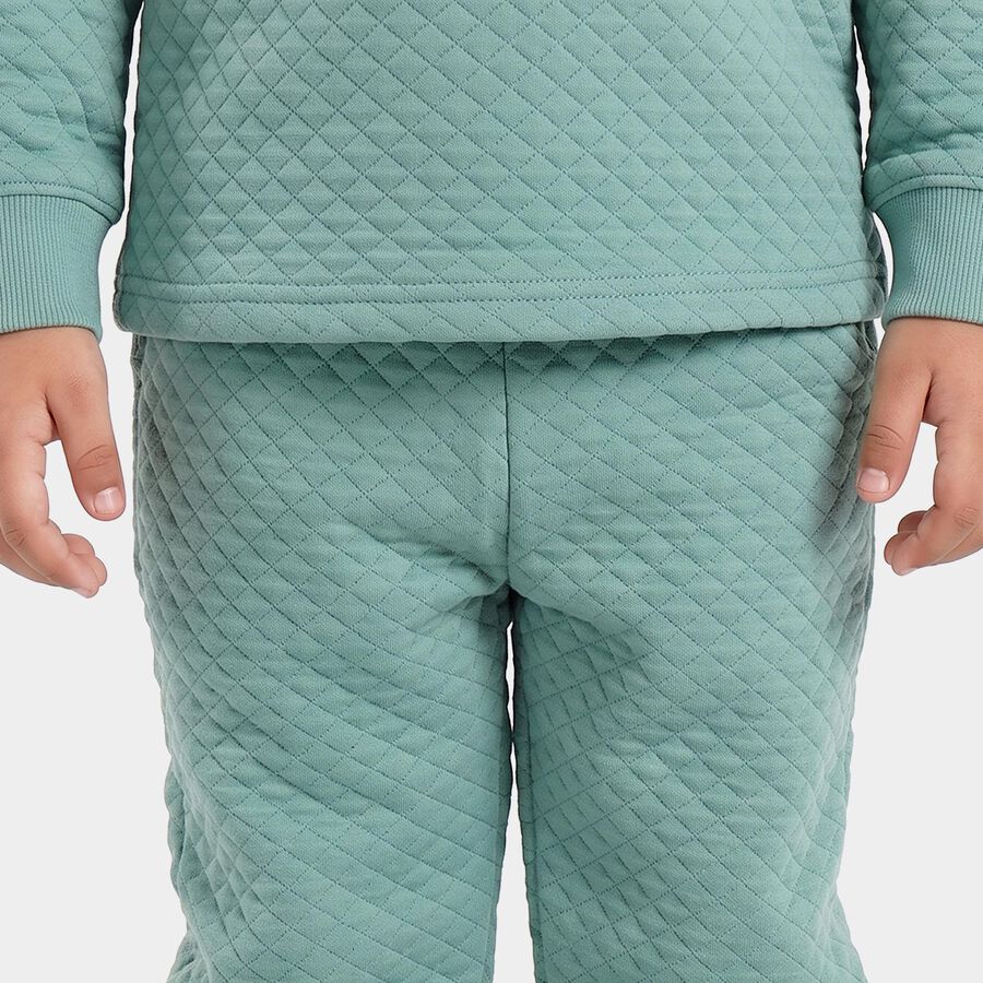 Boys Mint Green Crew Neck Textured Baba Suit, हल्का हरा, large