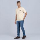 Men's Ecru Melange Round Neck Casual T-Shirt, Ecru Melange, small