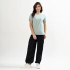 Women's Light Sage Green Round Neck Casual T-Shirt, Light Green, small