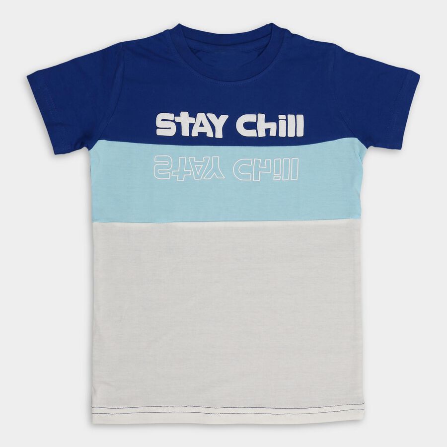 Boys' 100% Cotton Half Sleeves T-Shirt, हल्का नीला, large image number null