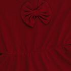 Girls Rich Maroon Bow Detail Ruffle Sleeve Dress, Maroon, small image number null