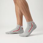 Men's Regular Fit Sporty Striped Pack of 3 Socks ( Black, Grey, White ), मिश्रित हल्का ग्रे, small