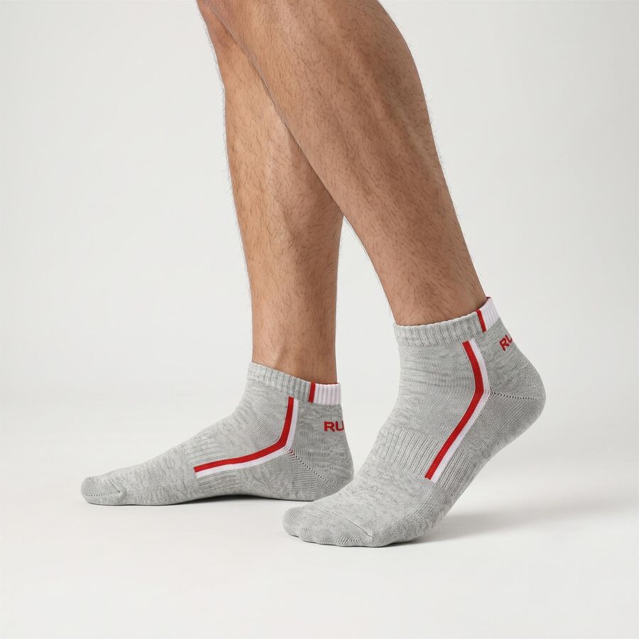 Men's Regular Fit Sporty Striped Pack of 3 Socks ( Black, Grey, White ), मिश्रित हल्का ग्रे, large