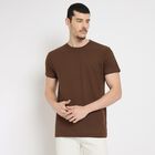 Men's Round Neck Half Sleeves T-Shirt , Brown, small image number null