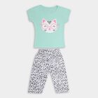 Girls' 100% Cotton Capri Set , हल्का हरा, small image number null