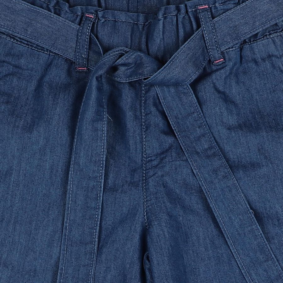 Girls' Mid Blue Regular Fit Jeans, मध्यम नीला, large