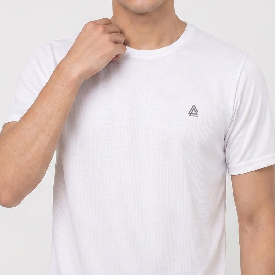 Men's White Round Neck Regular Drifit T-Shirt, Off White, large