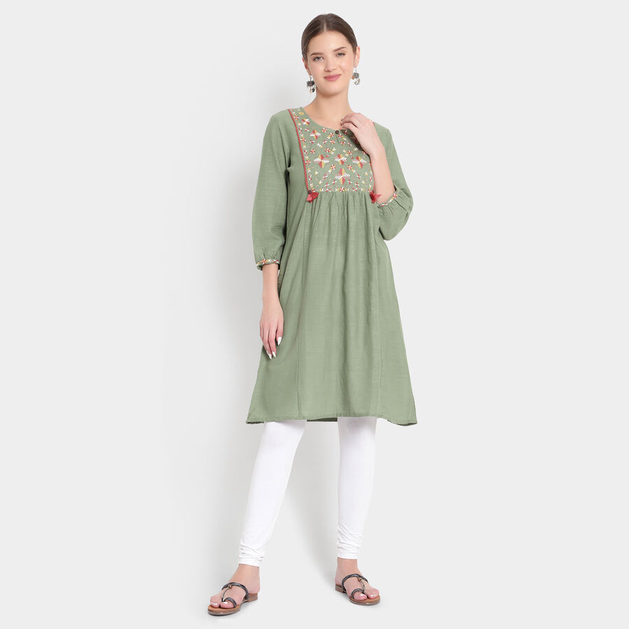 3/4Th Sleeves Empire Line Kurta, Light Green, large image number null