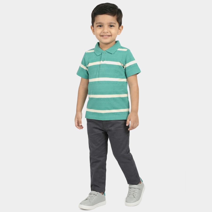 Boys Green Polo Neck Casual T-Shirt, हल्का हरा, large