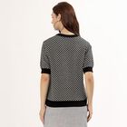 Women's Black Cotton Round Neck Geometric Top, Black, small image number null