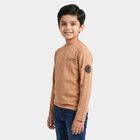 Boys Beige Crew Neck Regular T-Shirt, Beige, small