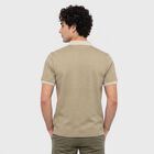 Men's Beige Cotton Polo Neck Printed T-Shirt, Beige, small