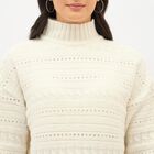 Women's Off-White High Neck Casual Cardigan, ऑफ व्हाइट, small image number null