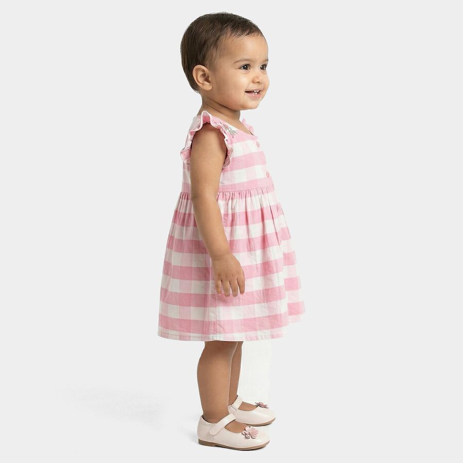 Infants' Pink Cotton Casual Frock, Pink, large