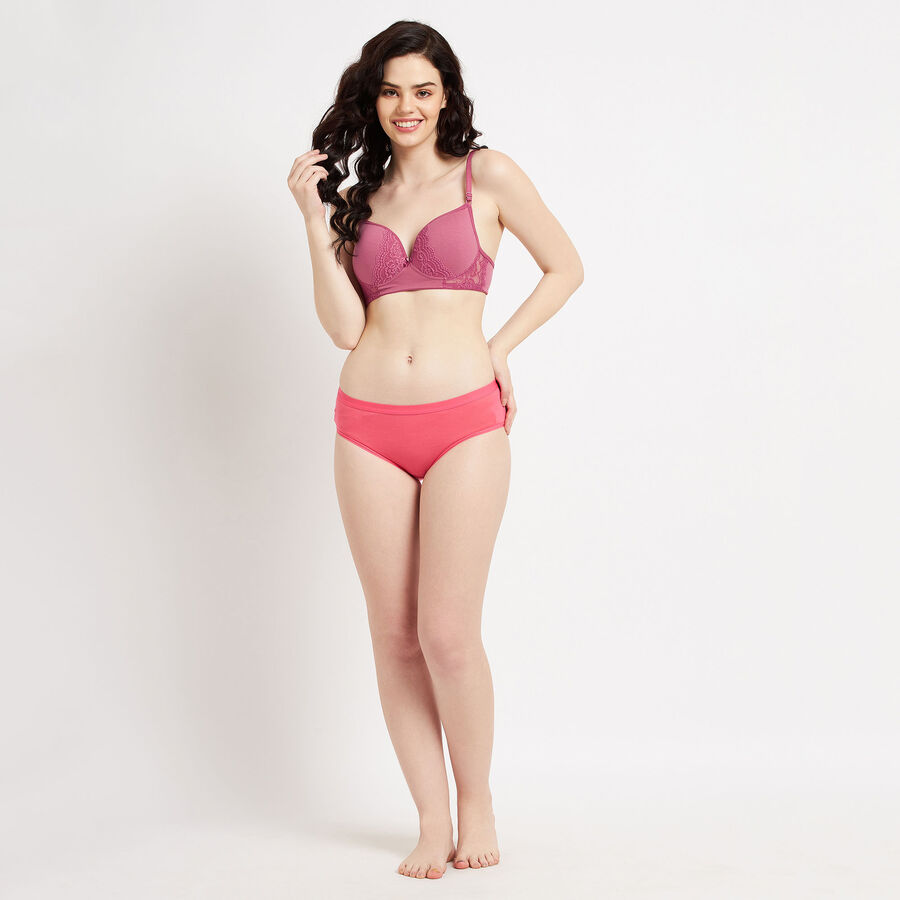 Half Lace Padded Bra, Lilac, large image number null
