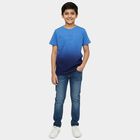 Boys' Navy Blue Cotton Round Neck Casual T-Shirt, गहरा नीला, small