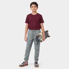 Boys Mid Blue Regular Fit Cargo Trousers, मध्यम नीला, small