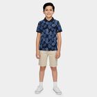 Boys Navy Blue Cotton Round Neck Casual T-Shirt, Navy Blue, small