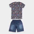 Boys' 100% Cotton Woven Baba Suit, Charcoal, small image number null