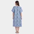 Women's Blue V-Neck Tie-Dye Kaftan Nighty, Light Blue, small