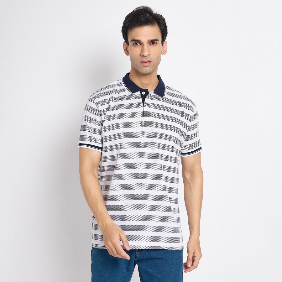 Men's Collared Half Sleeves T-Shirt, सफ़ेद, large image number null