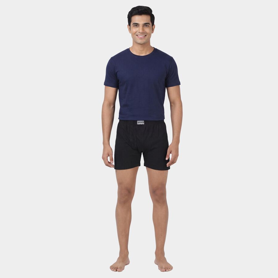 Men's Black Regular Fit Branded Waistband Trunks, Black, large