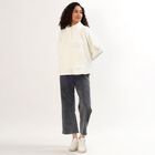 Women's Off-White Half-Zip Relaxed Fit Sweatshirt, ऑफ व्हाइट, small image number null