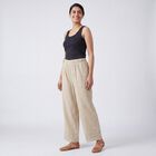 Women's Beige Relaxed Fit Solid Wide-Leg Palazzos, गहरा पीला, small