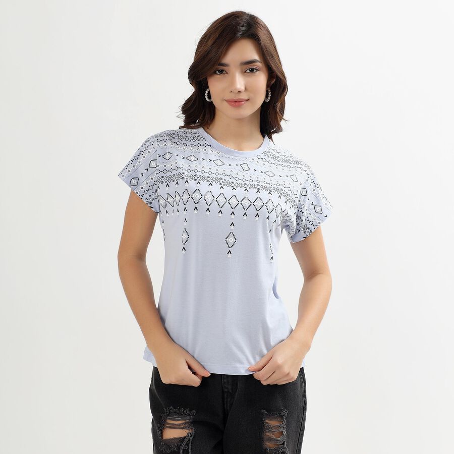 Ladies' Round Neck T-Shirt, Light Blue, large image number null
