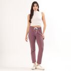 Women's Black Tapered Fit Track Pants, बैंगनी, small