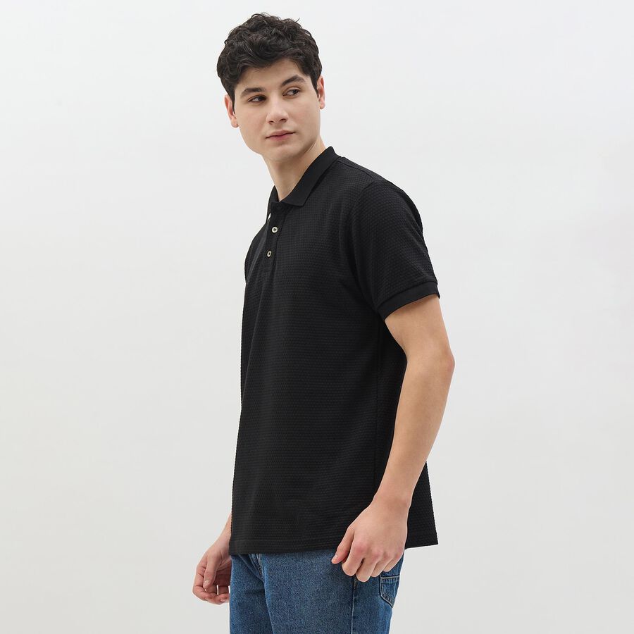 Men's Jet Black Polo Neck Classic T-Shirt, Black, large image number null