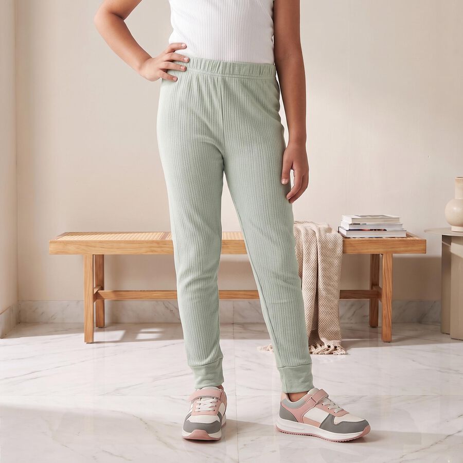 Girls' Mint Green Long Johns Thermal, Light Green, large