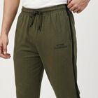 Men's Olive Green Regular Fit Side-Striped Track Pants, ओलिव, small