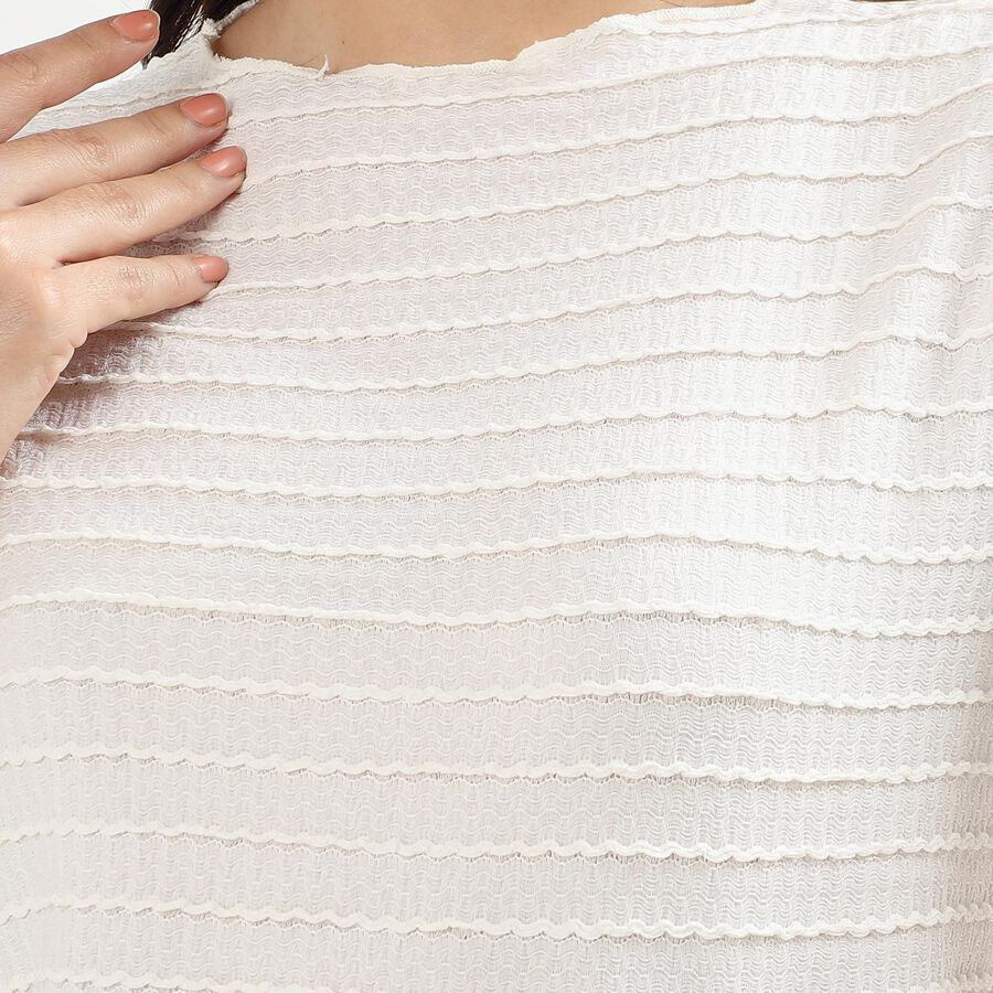 Ladies' Snow White Round Neck Casual Crop Top, सफ़ेद, large