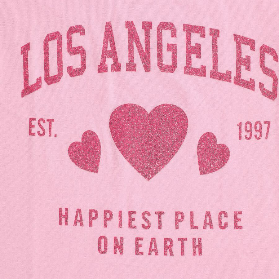 Girls Pink Round Neck Casual T-Shirt, गुलाबी, large