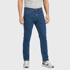 Men's Blue Slim Fit Washed Jeans, मध्यम नीला, small