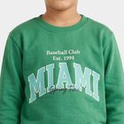 Boys' Green Crew Neck Pullover Sweatshirt, गहरा हरा, small