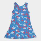 Girls' 100% Cotton Frock, मध्यम नीला, small