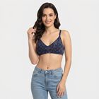 Women's Navy Blue Cotton V-Neck Bralette Bra, नेवी ब्लू, small