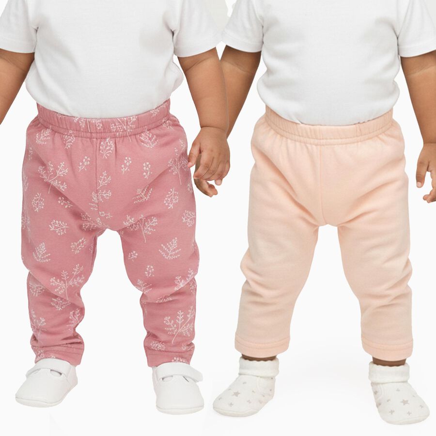 Baby Pink and Peach Cotton Blend Printed Pyjama Set, पीच, large image number null