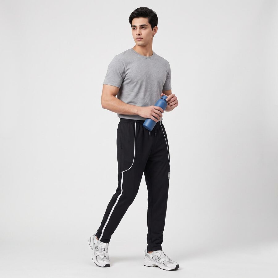 Men's Navy Blue Side-Striped Track Pants, नेवी ब्लू, large