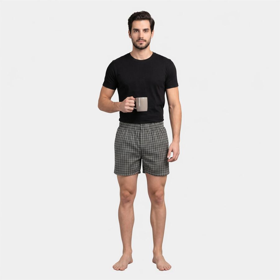 Men's Light Green Relaxed Fit Checked Boxers, Light Green, large