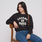 Women's Olive Crew Neck Graphic Print Sweatshirt, Olive, small