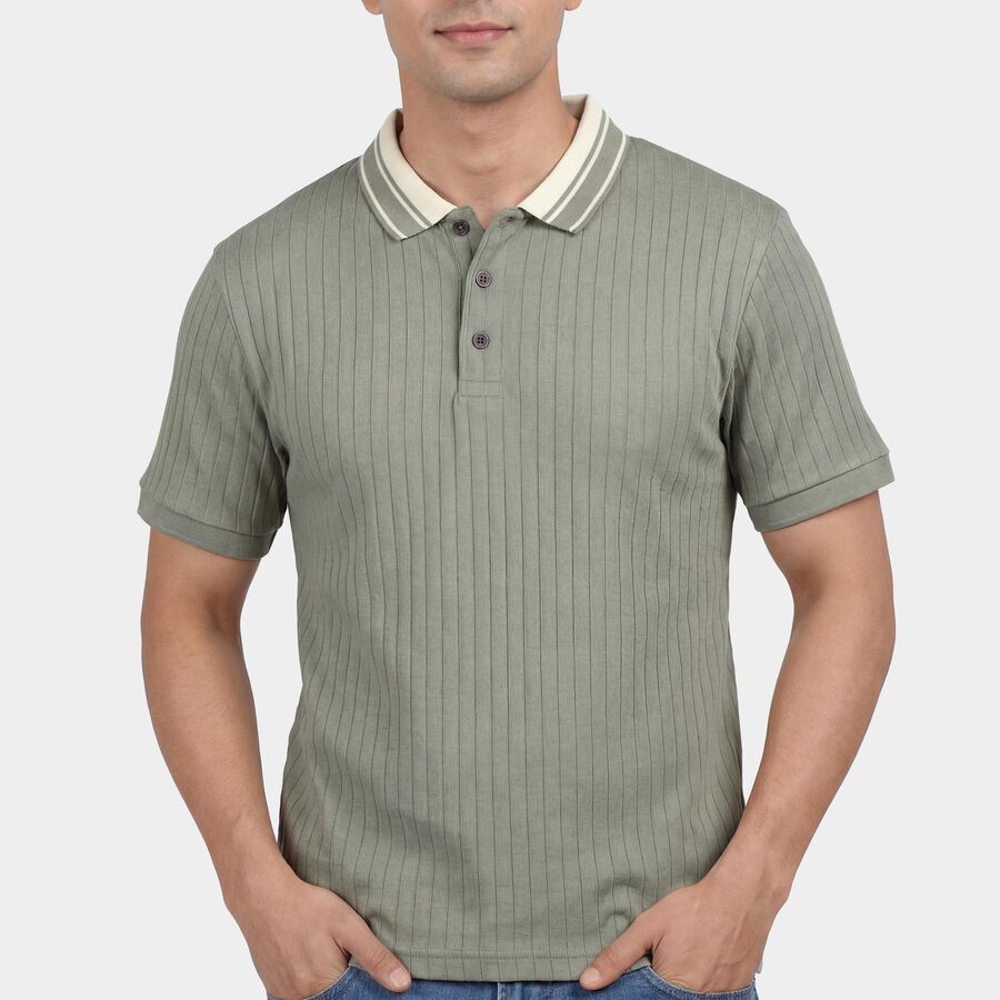 Men's Light Green Polo Collar Classic T-Shirt, Light Green, large