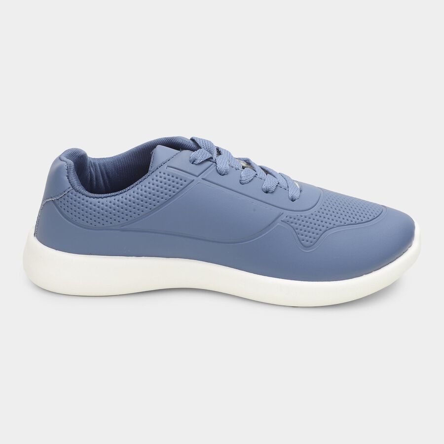 Men's Muted Steel Blue Lace-Up Casual Sneakers, नेवी ब्लू, large image number null