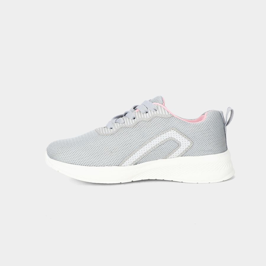 Women's Grey Lace-Up Sneakers, ग्रे, large