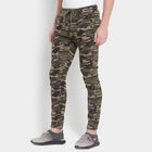 Printed Slim Fit Casual Trousers, Olive, small image number null