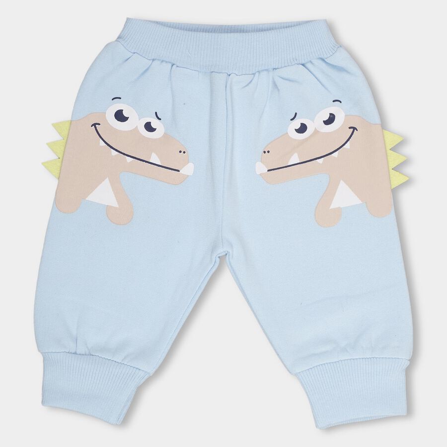 Infants Baby Blue Cartoon Printed Cotton Blend Pyjama, Light Blue, large image number null