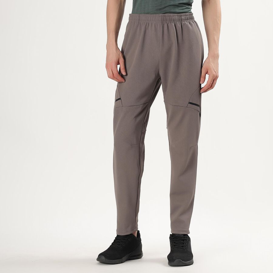 Men's Muted Taupe Regular Fit Cut And Sew Track Pants, Dark Grey, large image number null